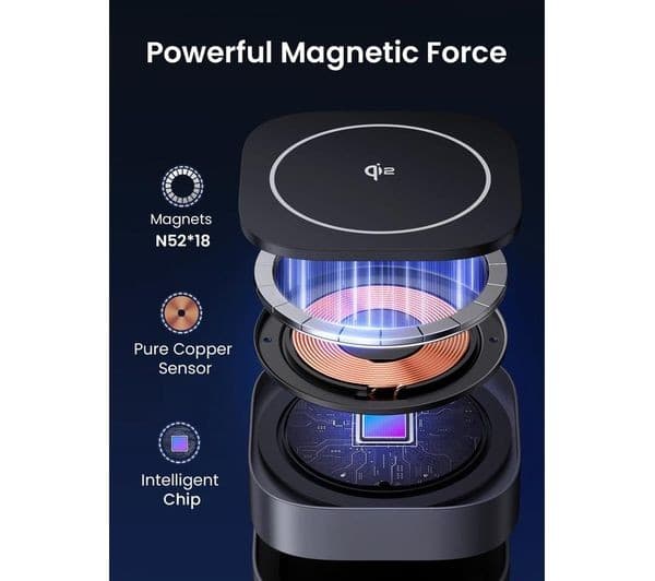 UGREEN MagFlow Qi2 2-in-1 15W Magnetic Foldable Wireless Charger Stand Grey - Image 3