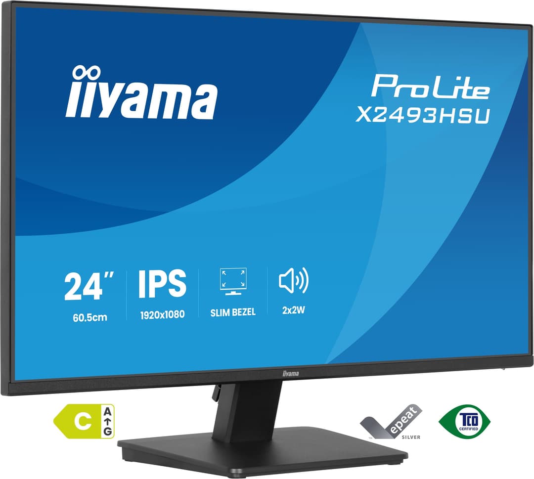 iiyama ProLite X2493HSU-B1 computer monitor 60.5 cm (23.8") 1920 x 1080 pixels Full HD IPS LED 120Hz Black with Built-In Speakers - Image 1