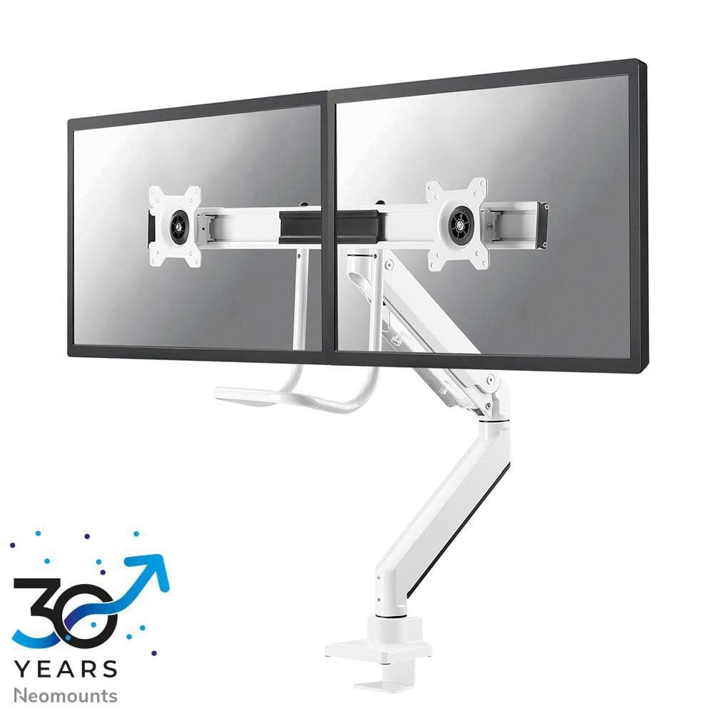 Neomounts NM-D775DX Dual Monitor Arm 10-32" Gas Spring Desk Mount - White - Image 1