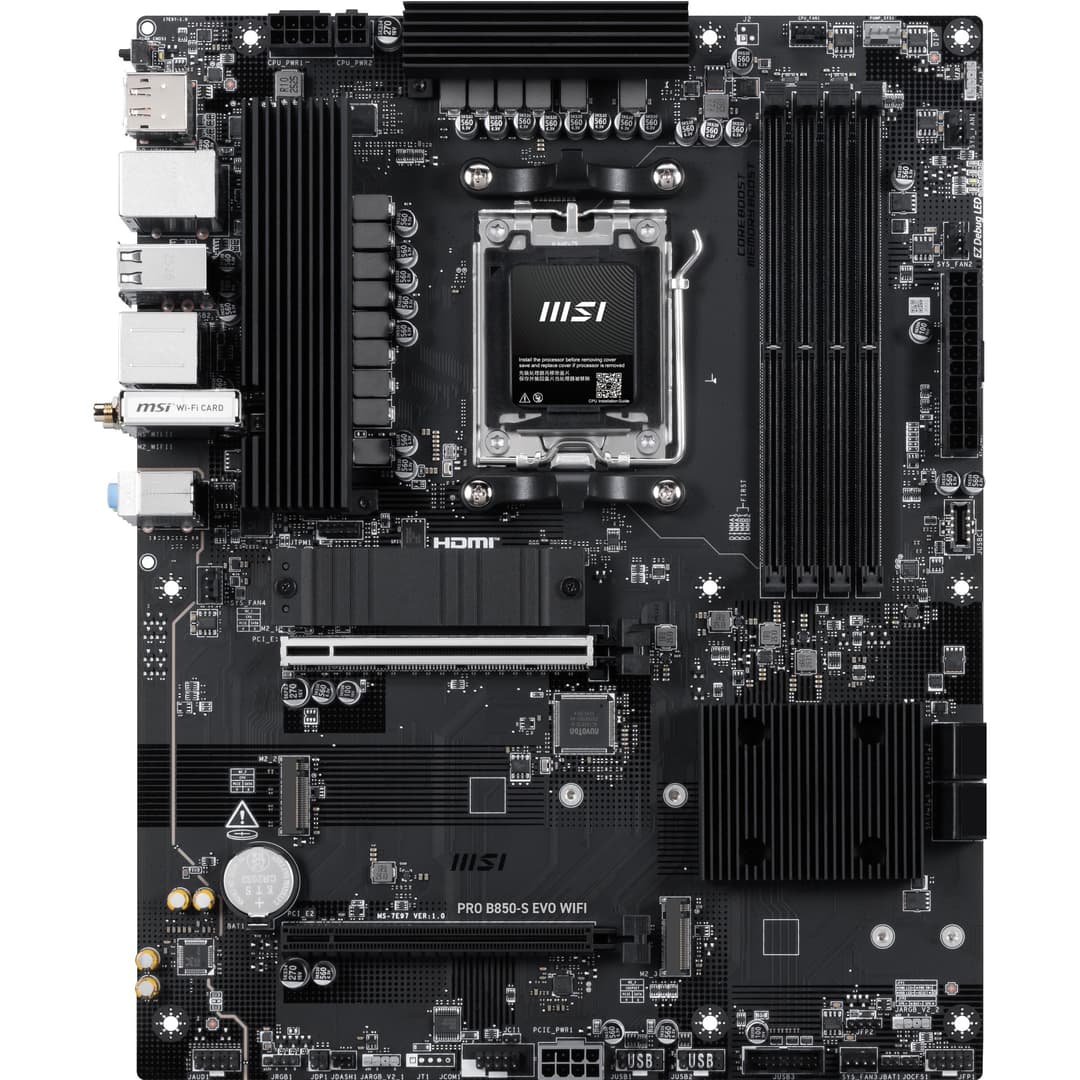 MSI PRO B850-S EVO WIFI DDR5 Socket AM5 ATX Motherboard - Wi-Fi 7, 5GbE LAN, 3x M.2, PCIe 5.0 - Image 2