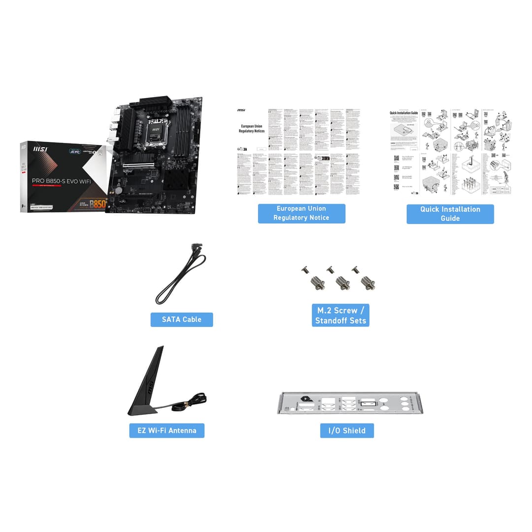 MSI PRO B850-S EVO WIFI DDR5 Socket AM5 ATX Motherboard - Wi-Fi 7, 5GbE LAN, 3x M.2, PCIe 5.0 - Image 7