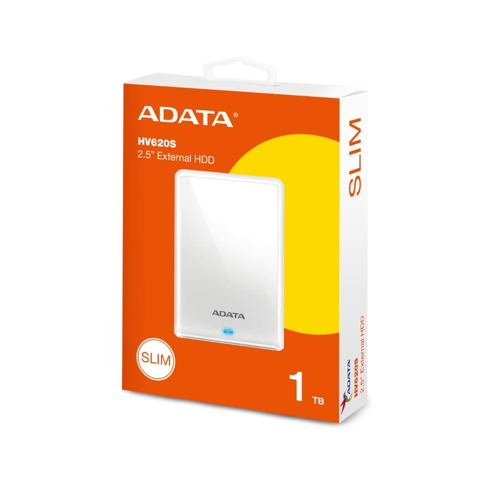 ADATA HV620S Slim 1TB 2.5" USB 3.2 External Hard Drive - White - Image 2