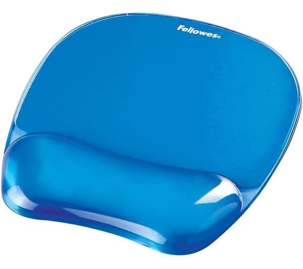 FELLOWES Crystal Gel Mouse Mat with Wrist Rest - 23 x 20.2 cm - Blue