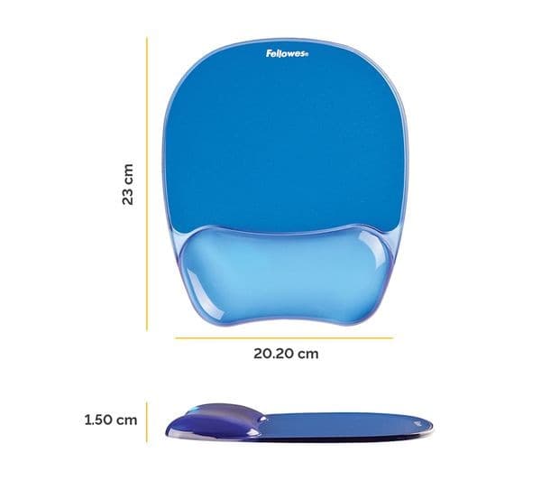 FELLOWES Crystal Gel Mouse Mat with Wrist Rest - 23 x 20.2 cm - Blue - Image 2