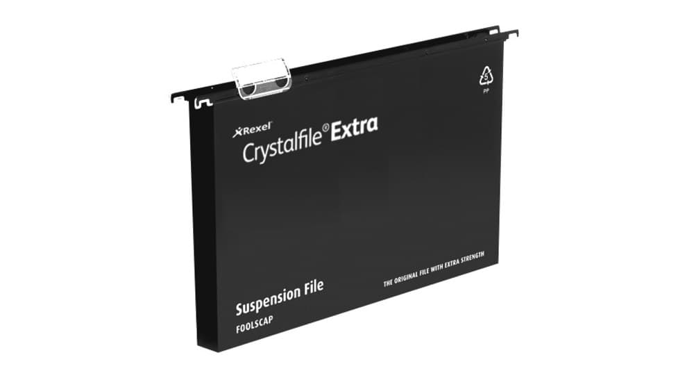 Rexel Crystalfile Extra Foolscap Suspension File 30mm Black (25) - Image 2