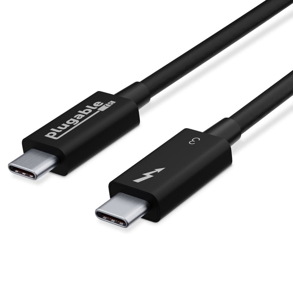 Plugable Technologies Thunderbolt 3 Cable TBT3-40G80CM 80cm (2.6ft) - 40Gbps, 100W (20V, 5A) Charging, Thunderbolt-Certified USB-C, Driverless - Image 1