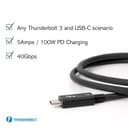 Plugable Technologies Thunderbolt 3 Cable TBT3-40G80CM 80cm (2.6ft) - 40Gbps, 100W (20V, 5A) Charging, Thunderbolt-Certified USB-C, Driverless thumbnail 3