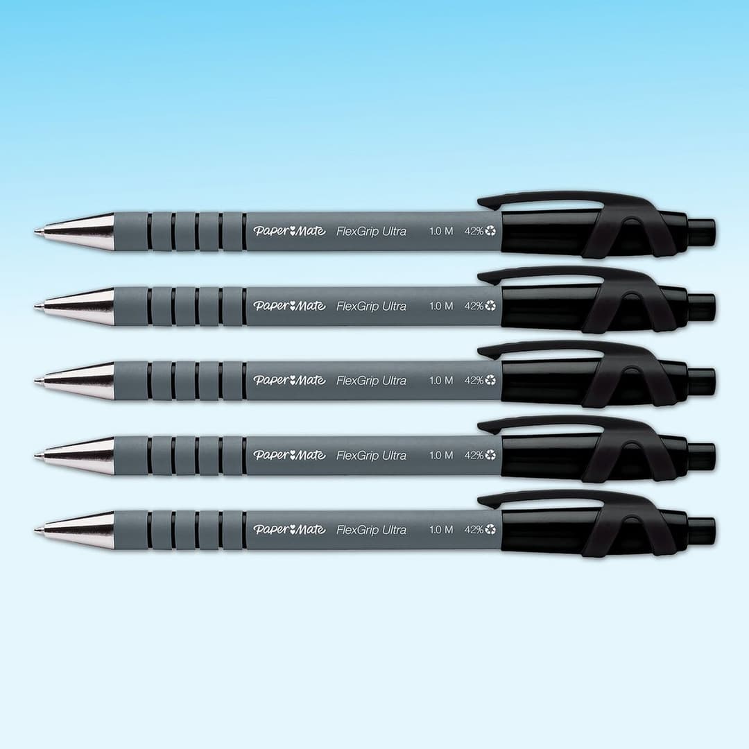 Paper Mate Flex Grip Black Ballpoint Pens - Pack of 5 - Image 2