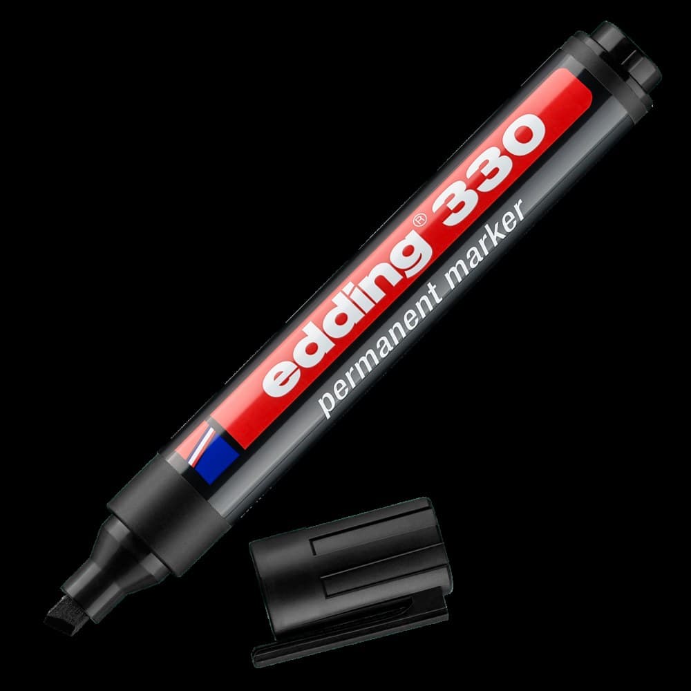 edding 330 Permanent Marker A8 Chisel Black Box of 10