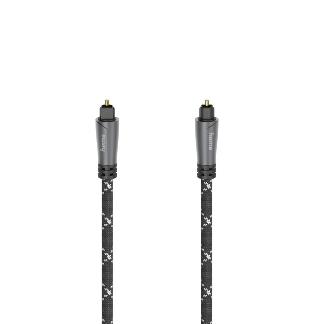 Hama Audio Optical Fibre Cable, ODT Plug (Toslink), Metal, Black - 1.5 m - Image 1