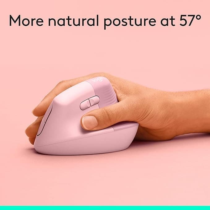Logitech Lift Vertical Ergonomic Mouse - Rose - Image 4