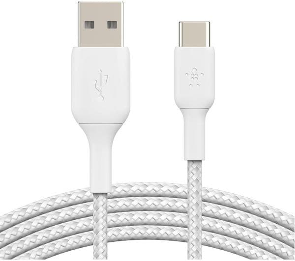 Belkin BoostCharge Braided USB-A to USB-C Cable 15W 1m White - Image 3