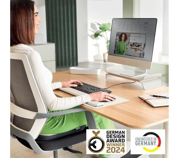 Leitz Ergo Adjustable Monitor Stand - Light Grey - Image 2