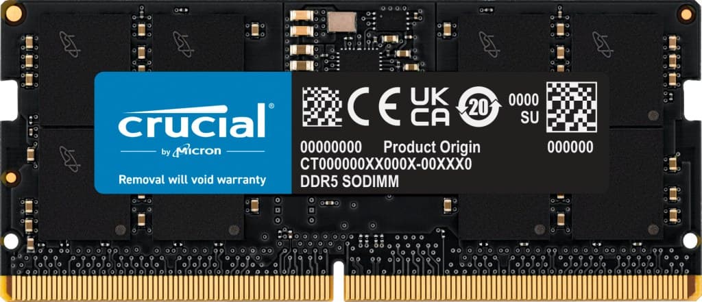 Crucial CT16G56C46S5T memory module 16 GB 1 x 16 GB DDR5 262-pin SO-DIMM ECC