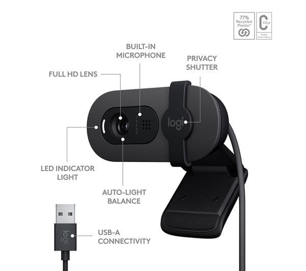 Logitech Brio 100 Full HD 1080p Webcam Graphite - Image 6