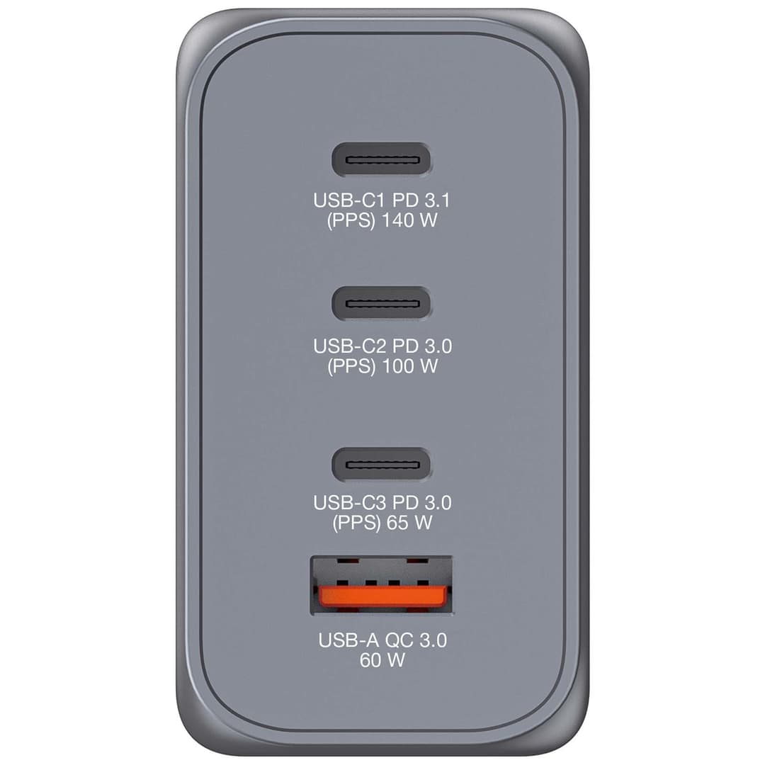 Verbatim GNC-240 GaN Charger 240W with 1 x USB-C 140W /1 x USB-C 100W / 1 x USB-C 65W / 1 x USB-A QC 3.0 (EU/UK/US) - Image 2