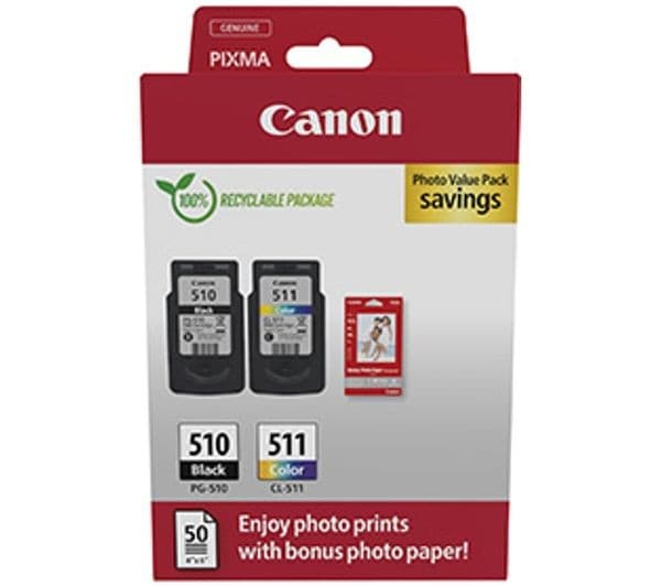 CANON PG-510/CL-511 Black & Colour Ink Cartridges - Twin Pack - Image 1