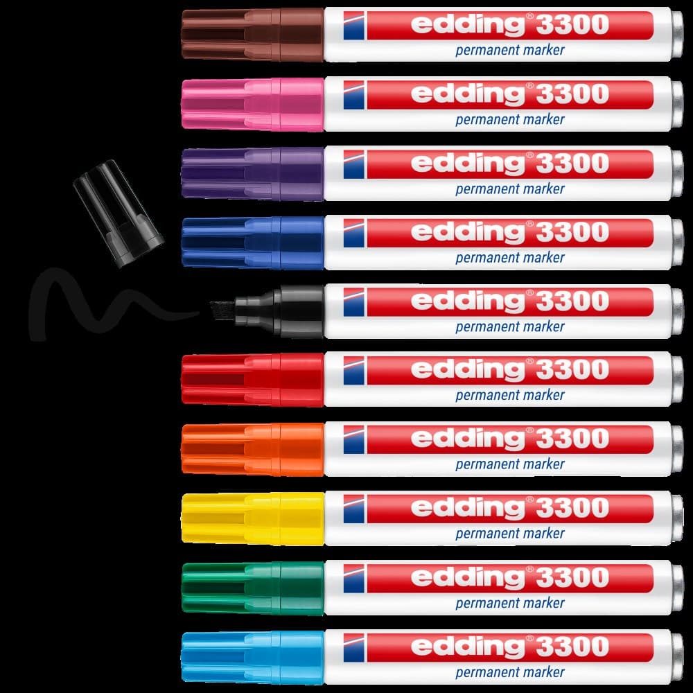 edding 3300 Permanent Marker Chisel Nib 1-5mm Assorted Colours Pack of 10