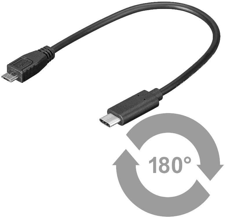 MicroConnect USB-C to USB 2.0 Micro-B Cable 0.2m Black (USB3.1CAMB02)