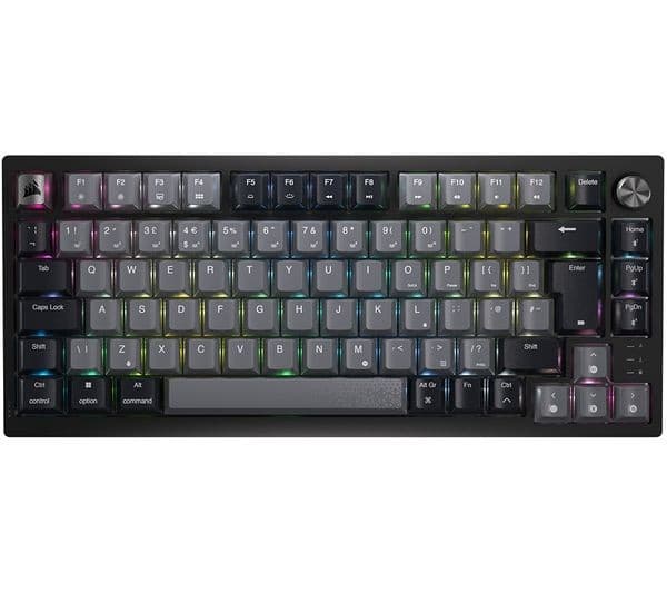CORSAIR K65 Plus RGB 75% Wireless Mechanical Gaming Keyboard, MLX Red Switches, UK Layout - Black