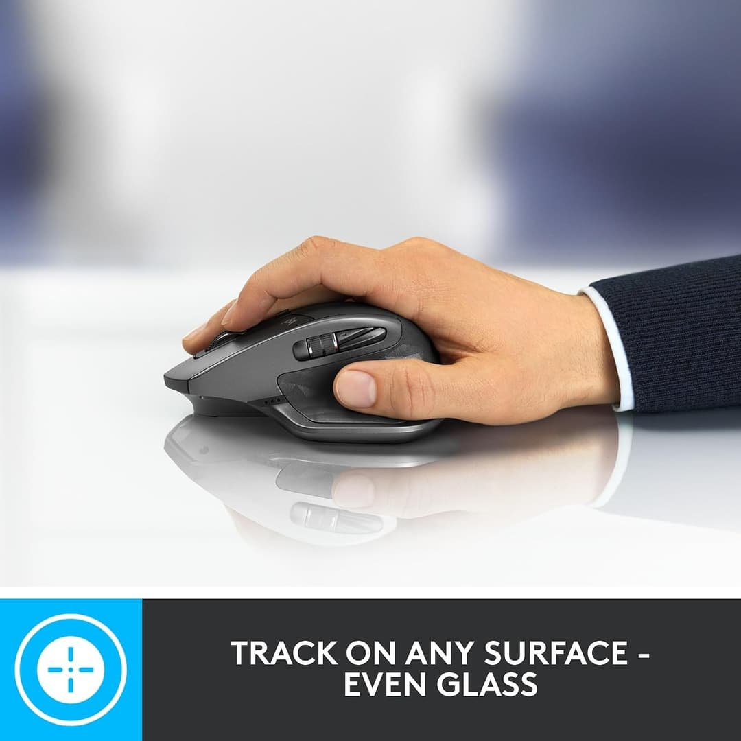 Logitech MX Master 2S Bluetooth Edition Wireless Mouse, Multi-Surface, Hyper-Fast Scrolling, Ergonomic, Rechargeable, Connects Up to 3 Mac/PC Computers - Graphite - Image 3