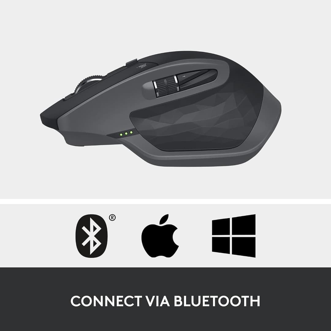 Logitech MX Master 2S Bluetooth Edition Wireless Mouse, Multi-Surface, Hyper-Fast Scrolling, Ergonomic, Rechargeable, Connects Up to 3 Mac/PC Computers - Graphite - Image 7