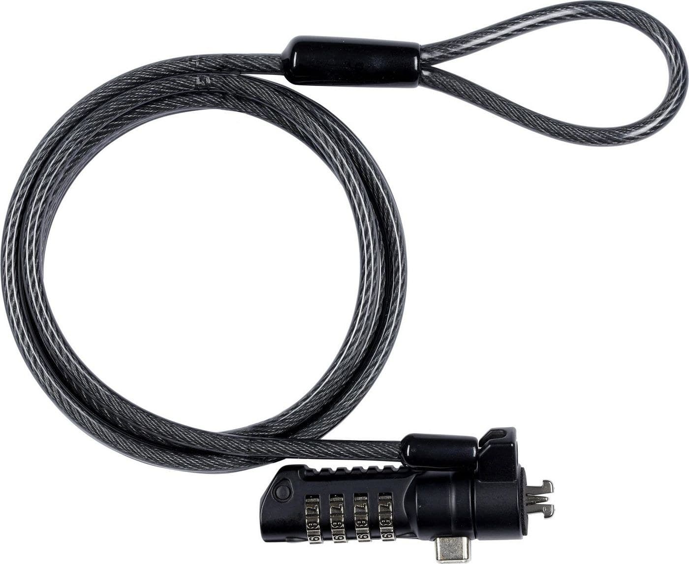 eSTUFF Security Cable Lock 4.5 mm x 1.8 m Carbon Steel, Black - K-Slot, Combination