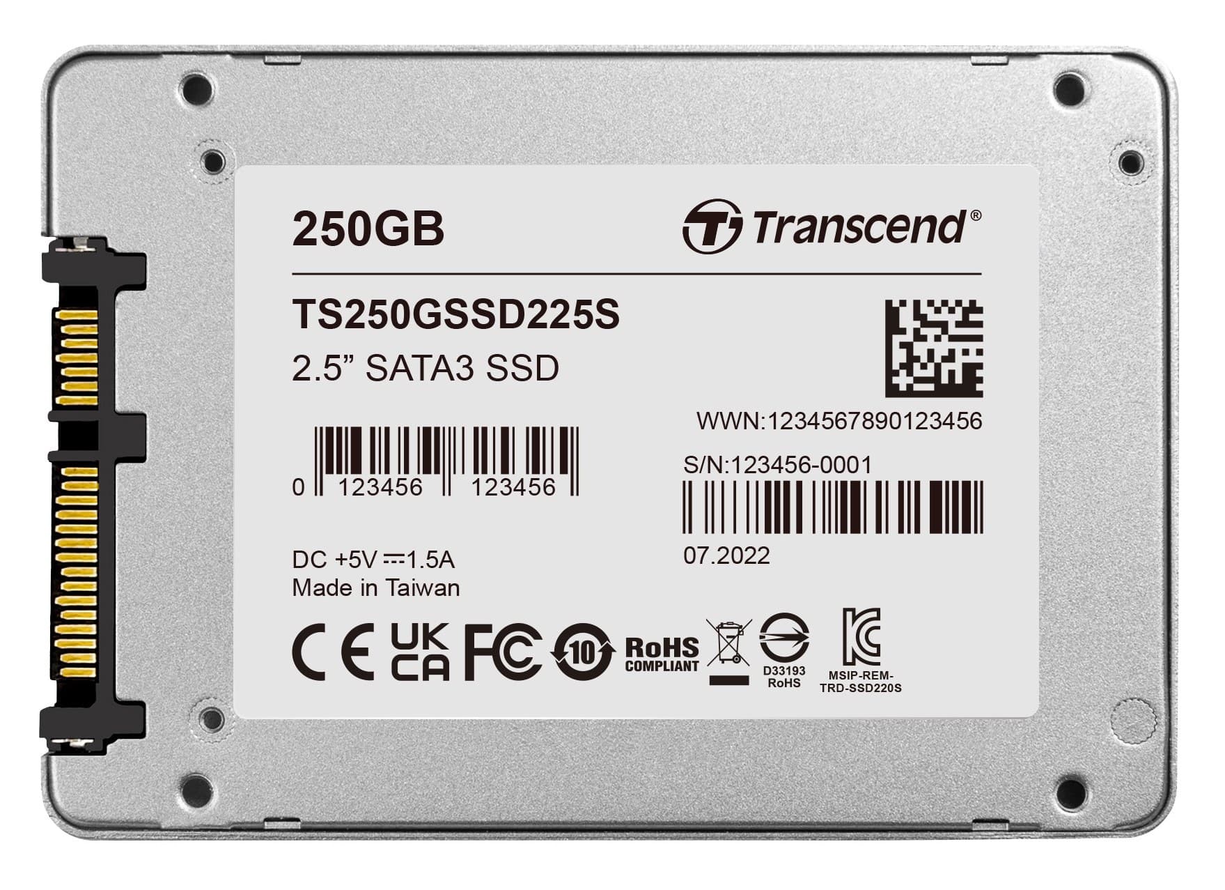 Transcend SSD225S 2.5-inch SATA III 6Gb/s 3D NAND Internal SSD - 250GB (TS250GSSD225S)