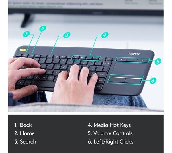 Logitech K400 Plus Wireless Touch Keyboard with Touchpad Black - Image 3