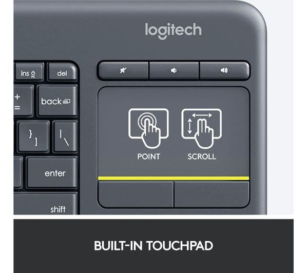 Logitech K400 Plus Wireless Touch Keyboard with Touchpad Black - Image 5