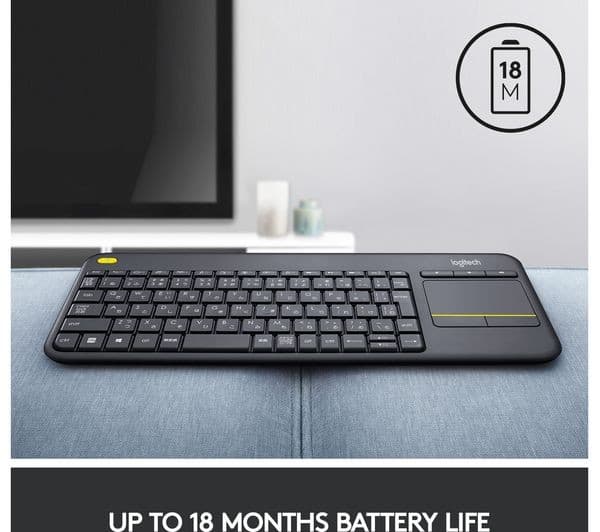Logitech K400 Plus Wireless Touch Keyboard with Touchpad Black - Image 7
