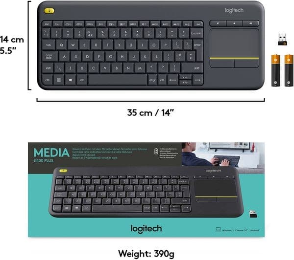 Logitech K400 Plus Wireless Touch Keyboard with Touchpad Black - Image 8
