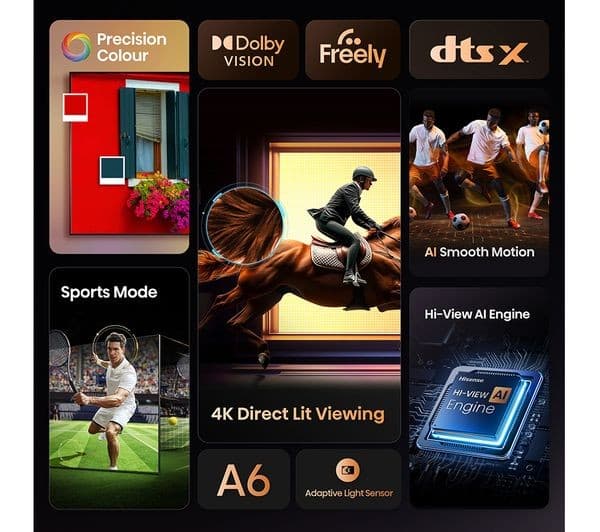 Hisense A6Q 65" LED 4K UHD HDR Smart TV with Freely - 65A6QTUK - Image 4