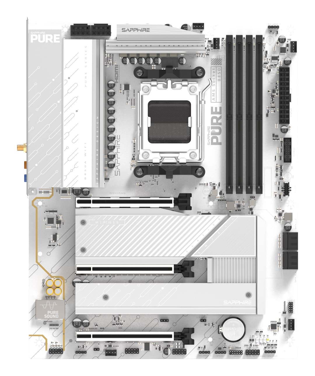 Sapphire PURE B850A WIFI 7 AMD B850 Socket AM5 DDR5 ATX Motherboard - Image 1