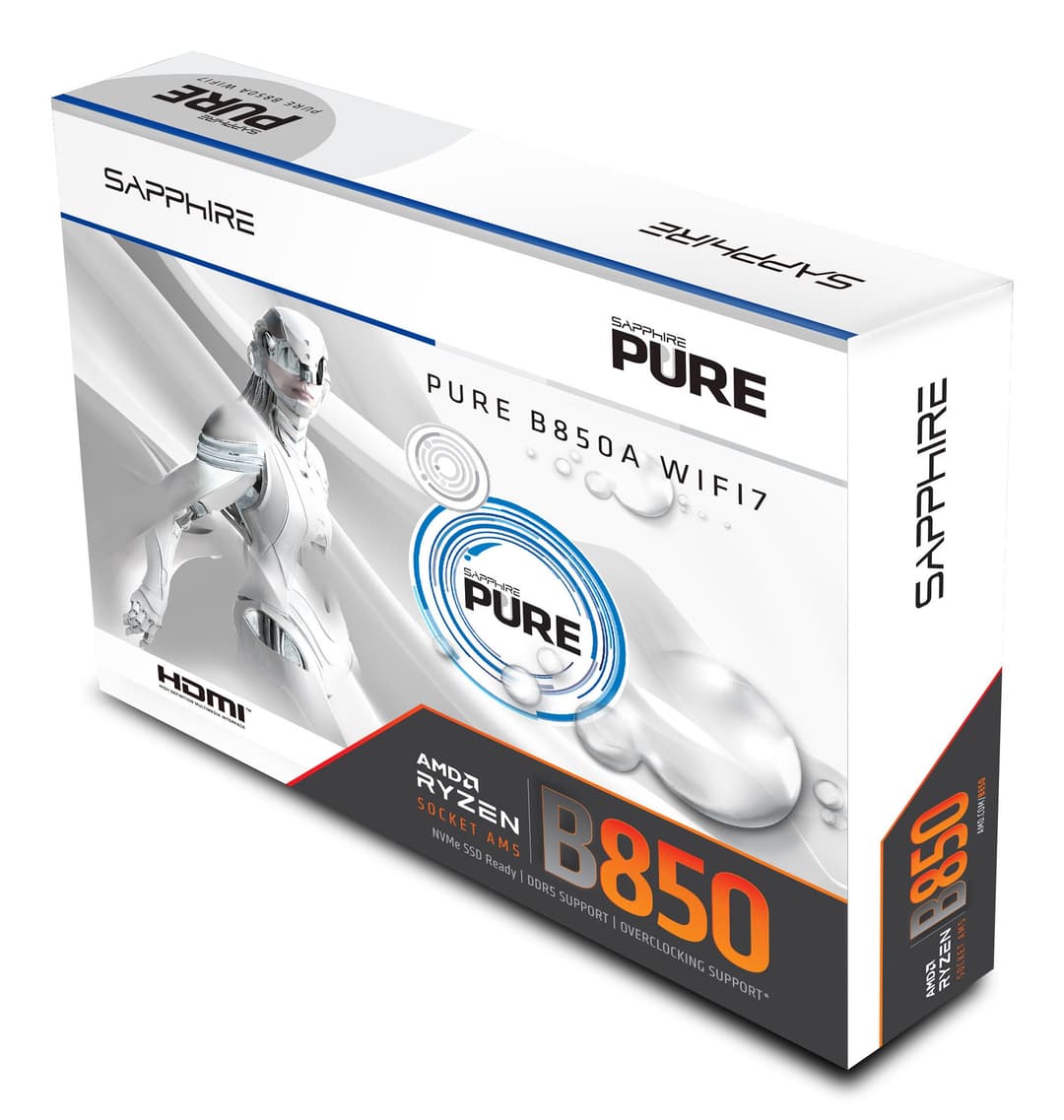 Sapphire PURE B850A WIFI 7 AMD B850 Socket AM5 DDR5 ATX Motherboard - Image 6