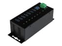 StarTech ST7300USBME 7-Port Industrial USB 3.0 Hub - Metal Housing, 15kV ESD & 350W Surge Protection, DIN Rail / Wall / Desk Mountable - Black thumbnail 3