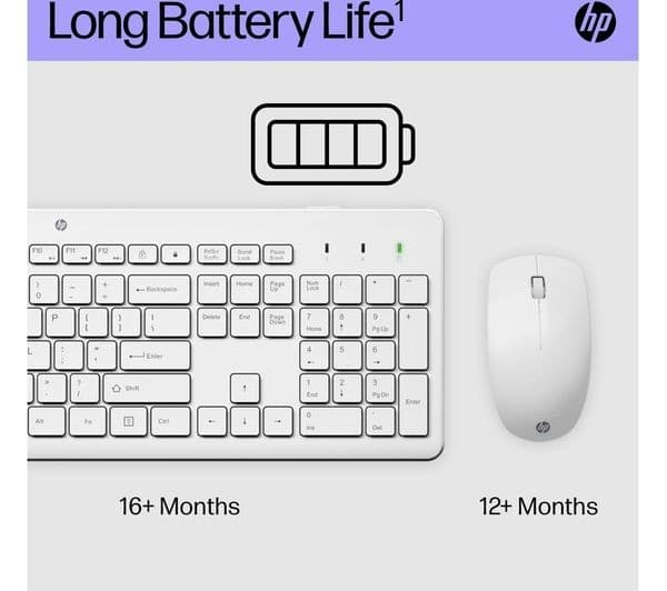HP 230 Wireless Keyboard & Mouse Set White - UK Layout - Image 5