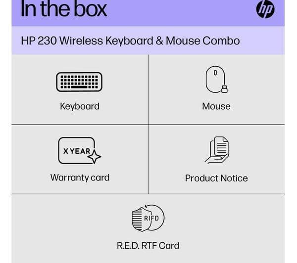 HP 230 Wireless Keyboard & Mouse Set White - UK Layout - Image 9