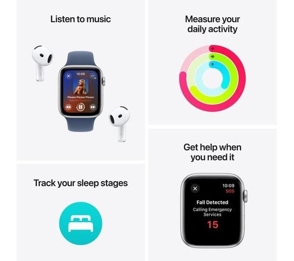Apple Watch SE 2nd Gen Smartwatch 44mm Midnight Aluminium Midnight Sport Band S/M - Image 3