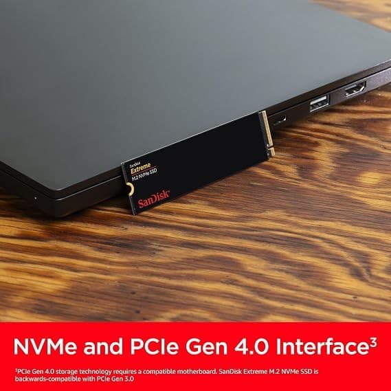 SanDisk Extreme 1TB M.2 2280 NVMe PCIe Gen 4.0 Internal SSD - Black - Image 3
