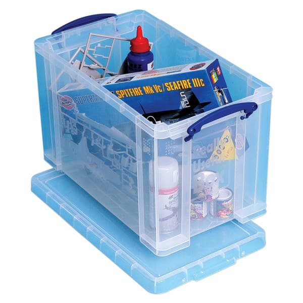 Really Useful Box® Plastic Storage Box, 24 Liters, 11 1/4" x 10 1/2" x 18 1/4", Clear - Image 1
