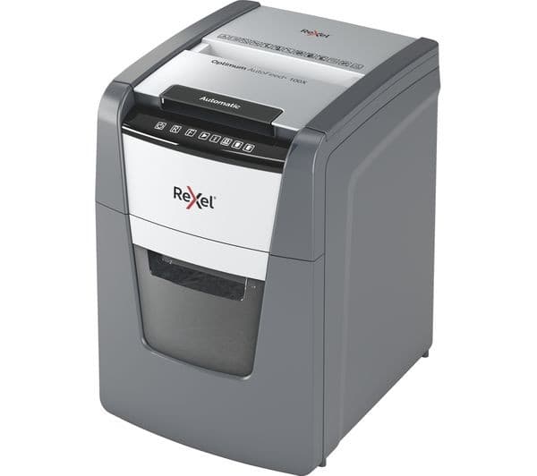 REXEL Optimum AutoFeed+ 100X 34L Cross Cut Paper Shredder - Image 1