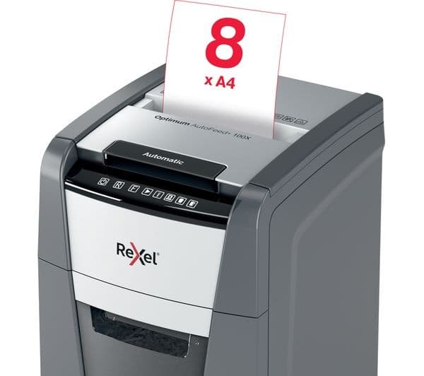 REXEL Optimum AutoFeed+ 100X 34L Cross Cut Paper Shredder - Image 8