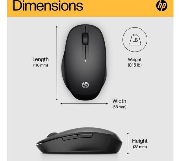 HP Dual Mode 300 Wireless Optical Mouse - Black (6CR71AA) - Image 4