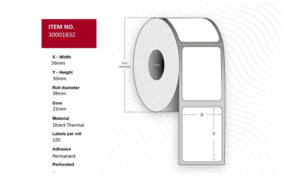 Label 56x30, Core 21 Ø 39 mm. - Image 1