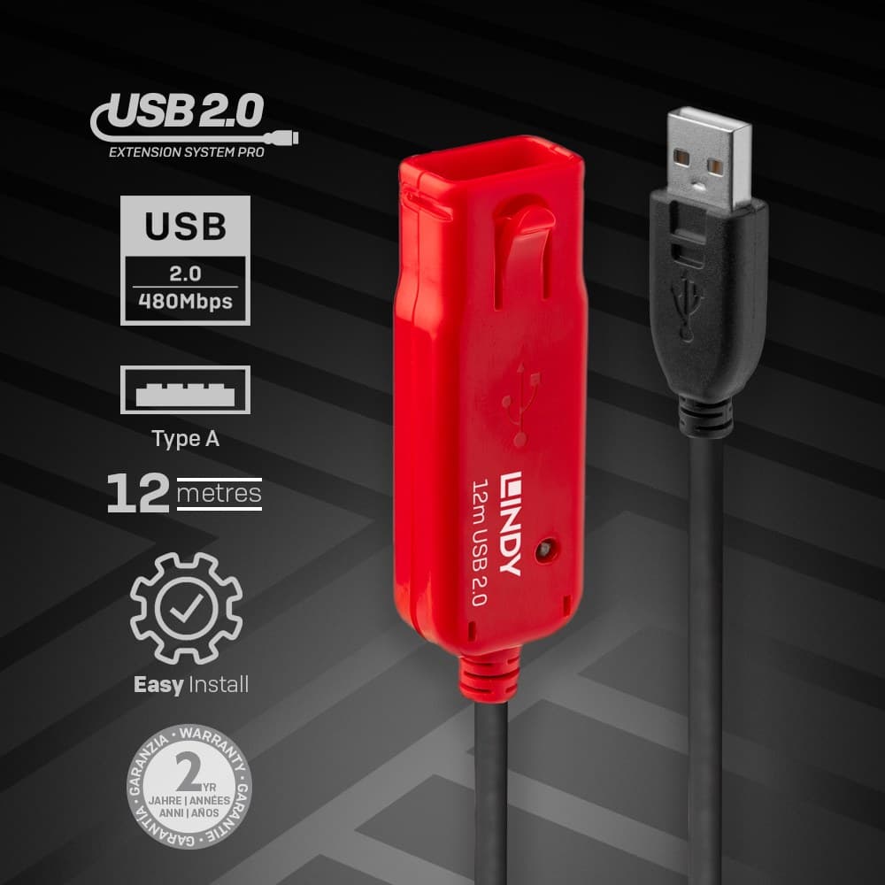 Lindy 12m USB 2.0 4-Port Hub Active Extension Pro, 480Mbps - Image 3