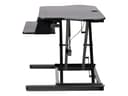 StarTech.com Corner Sit Stand Desk Converter with Keyboard Tray - 35" x 21" Surface, Height Adjustable, Supports Dual Monitors - Black (ARMSTSCORNR) thumbnail 1