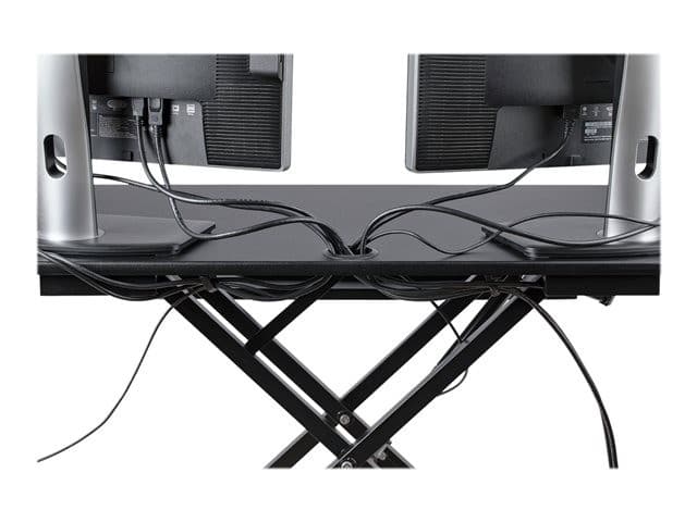 StarTech.com Corner Sit Stand Desk Converter with Keyboard Tray - 35" x 21" Surface, Height Adjustable, Supports Dual Monitors - Black (ARMSTSCORNR) - Image 5