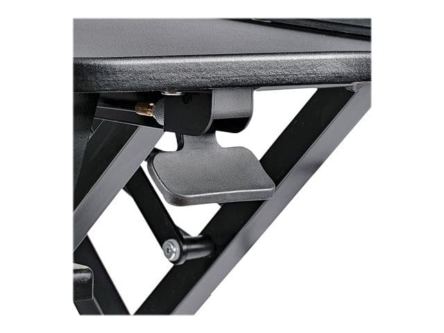 StarTech.com Corner Sit Stand Desk Converter with Keyboard Tray - 35" x 21" Surface, Height Adjustable, Supports Dual Monitors - Black (ARMSTSCORNR) - Image 7