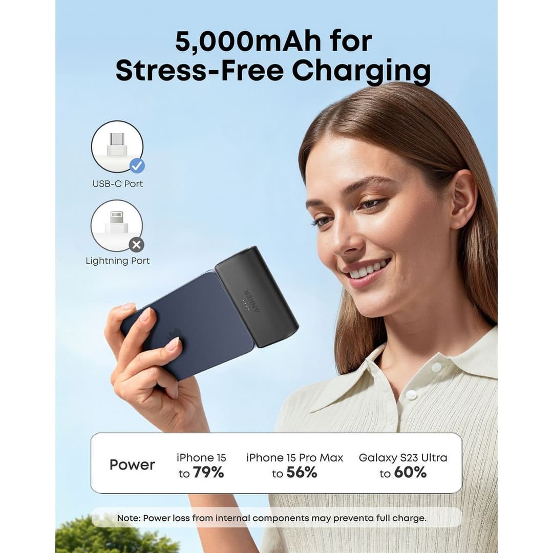 Anker Nano Power Bank 5,000mAh 22.5W with Built-In USB-C Connector - Black - Image 6